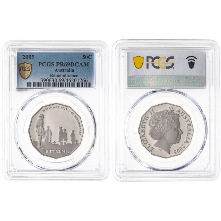 Elizabeth II, Remembrance, Fifty Cents, 2005, PCGS PR 69DCAM