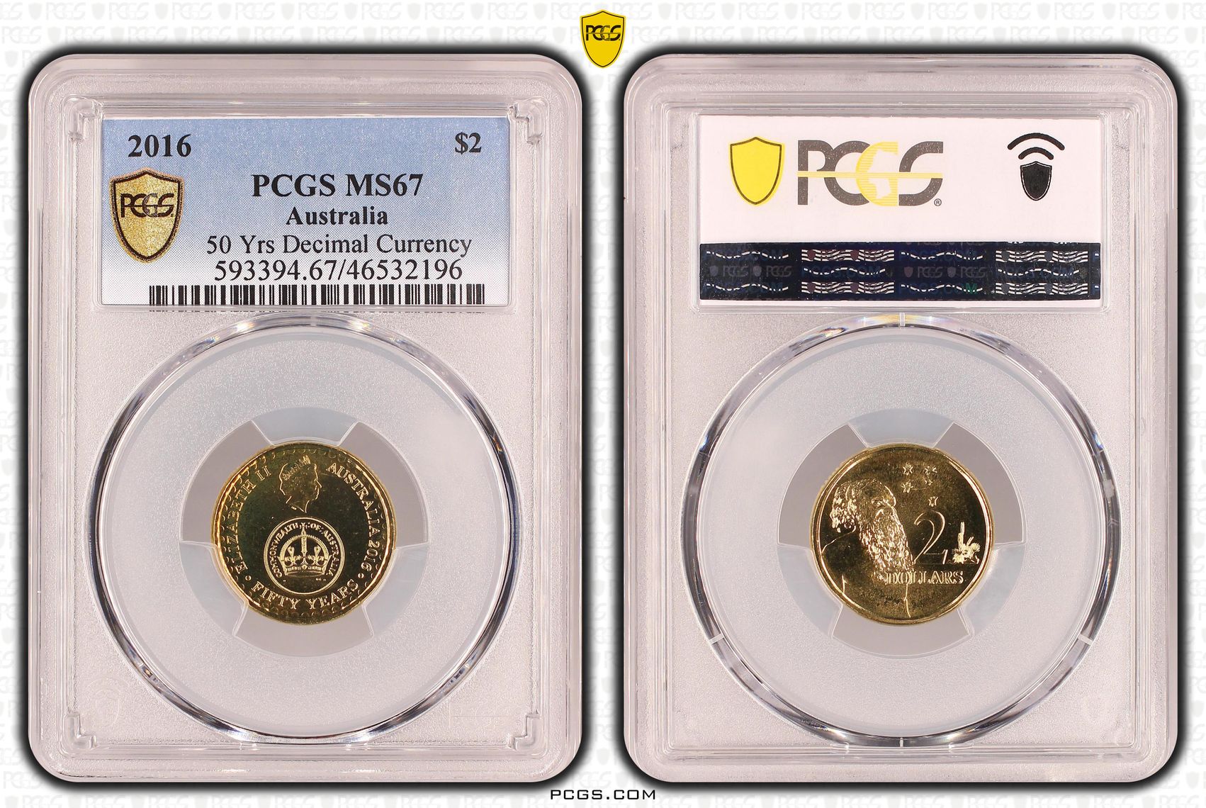 Elizabeth II, 50 Yrs Decimal Currency, Two Dollar, 2016, PCGS MS 67