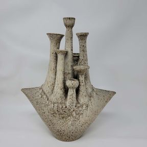 Vintage MCM Biomorphic Sculptured Vessel Vase - Signed