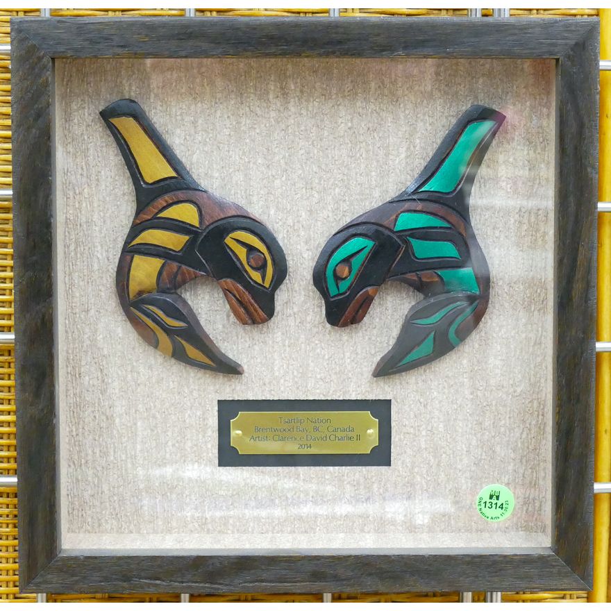Clarence David Charlie II (Tsartlip) Killer Whale Plaques Framed 11''x11''