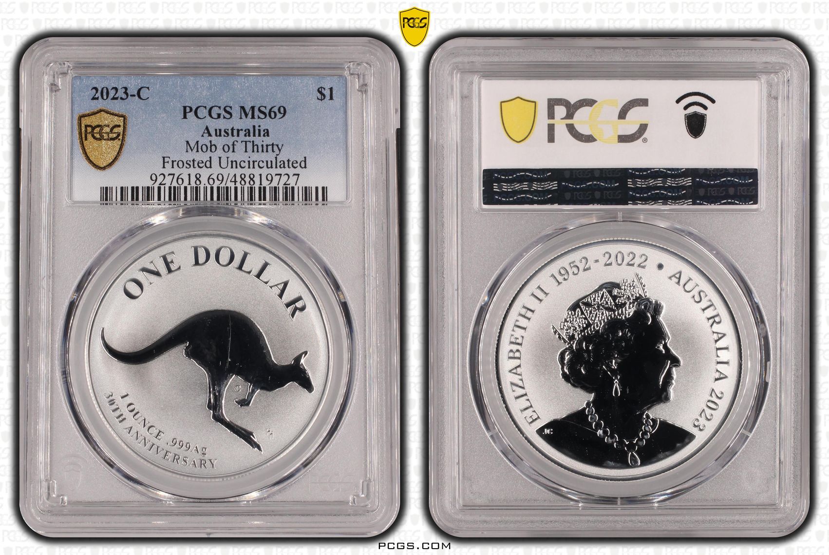 Elizabeth II, Mob of Thirty Frosted Uncirculated, One Dollar, 2023-C, PCGS MS69