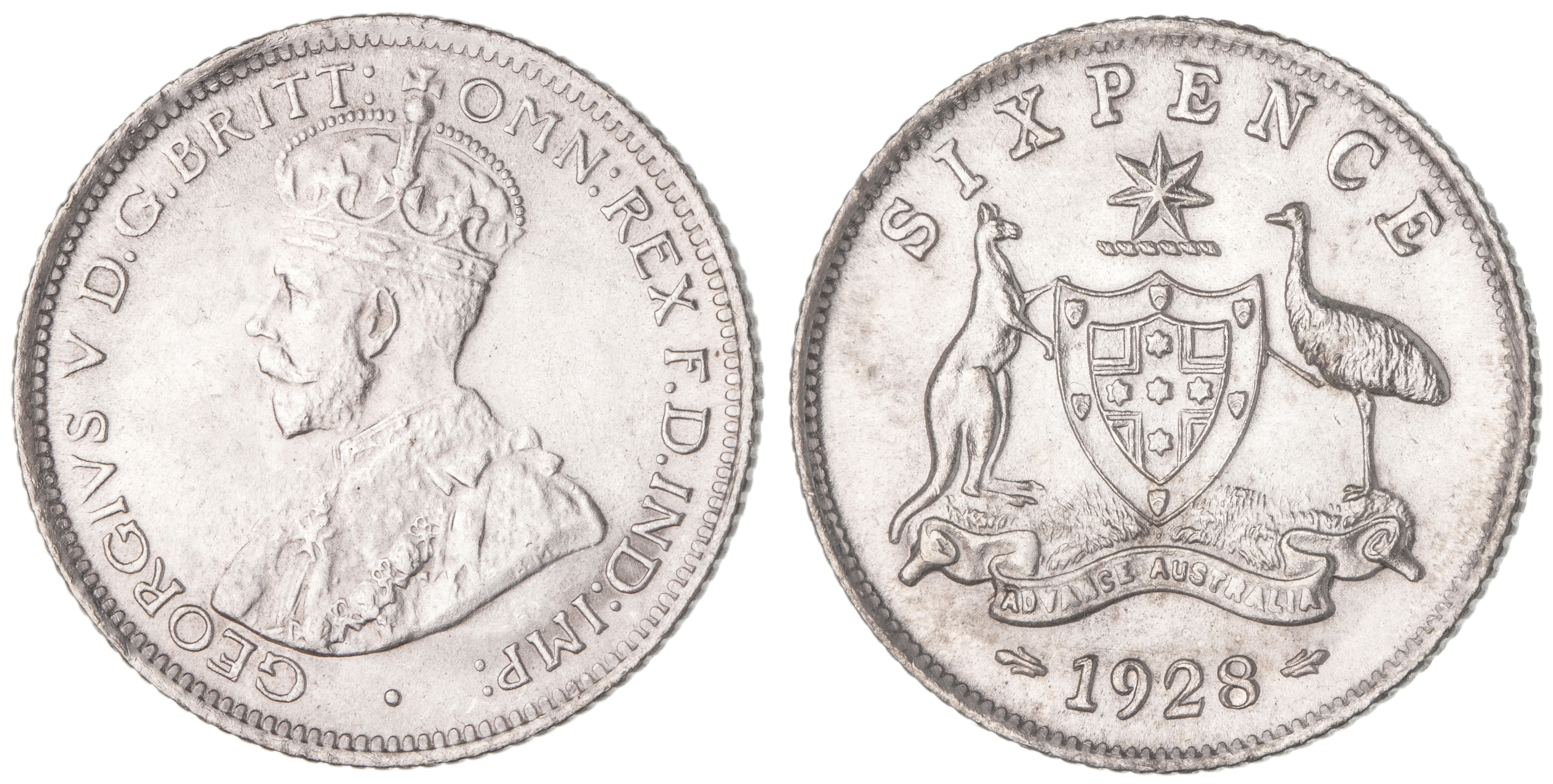 George V, Sixpence, 1928, GEM