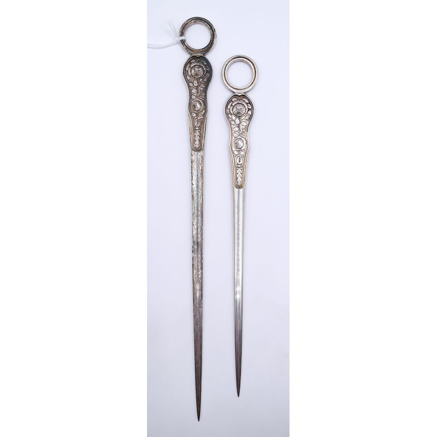 2pc English Sterling Floral Meat Skewers 12'' to 14'' - 284 Grams TW