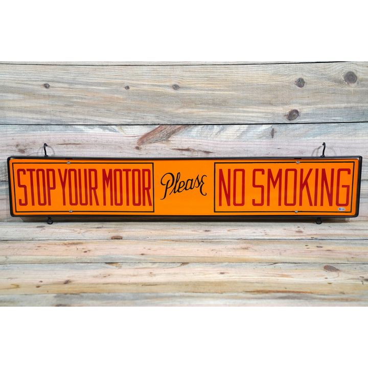 Shell Stop Your Motor No Smoking Please Double Sided Porcelain Sign TAC 9