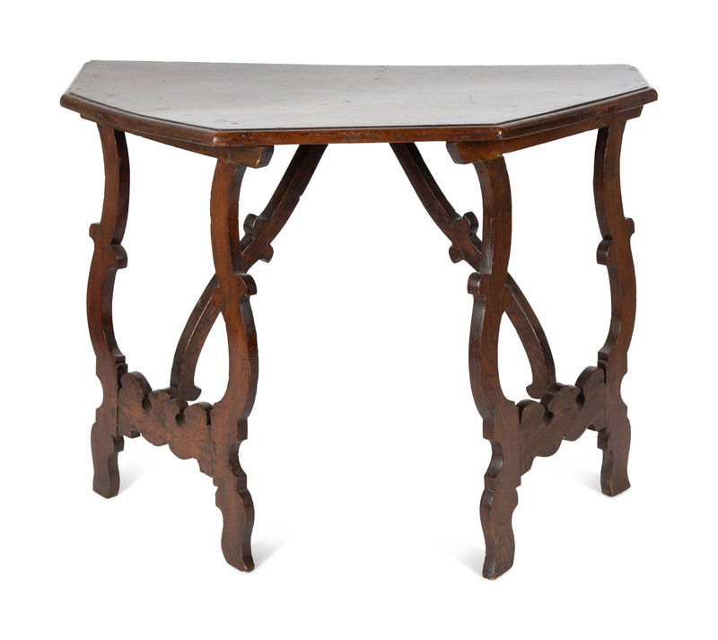 An Italian Baroque Oak Console Table
Height 31 x width 42 x depth 22 inches.