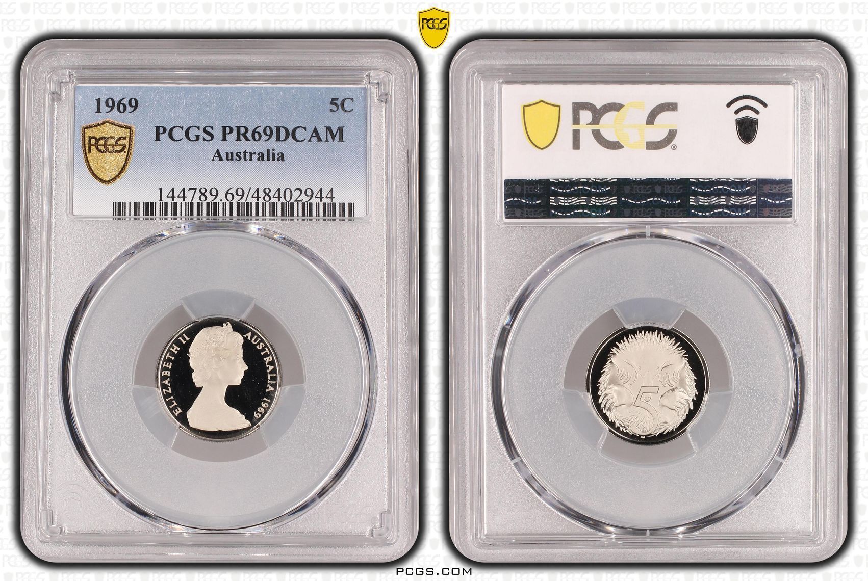 Elizabeth II, Five Cent, 1969, PCGS PR69DCAM
