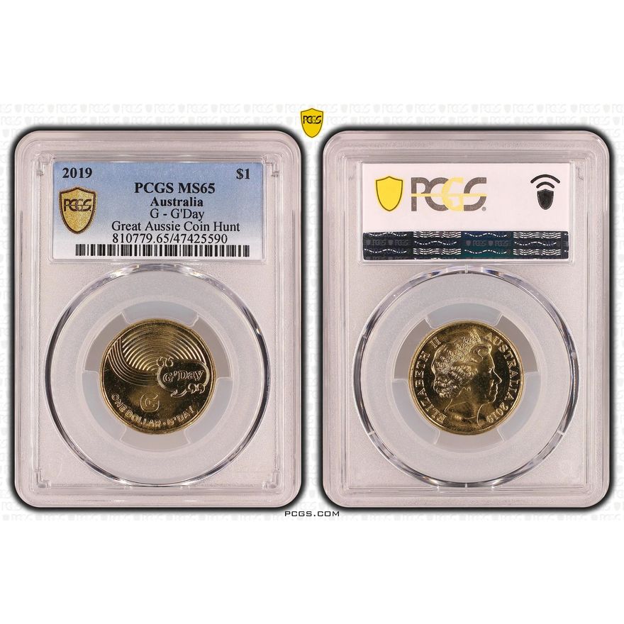 G - G'Day - Great Aussie Coin Hunt, One Dollar, 2019, PCGS MS 65