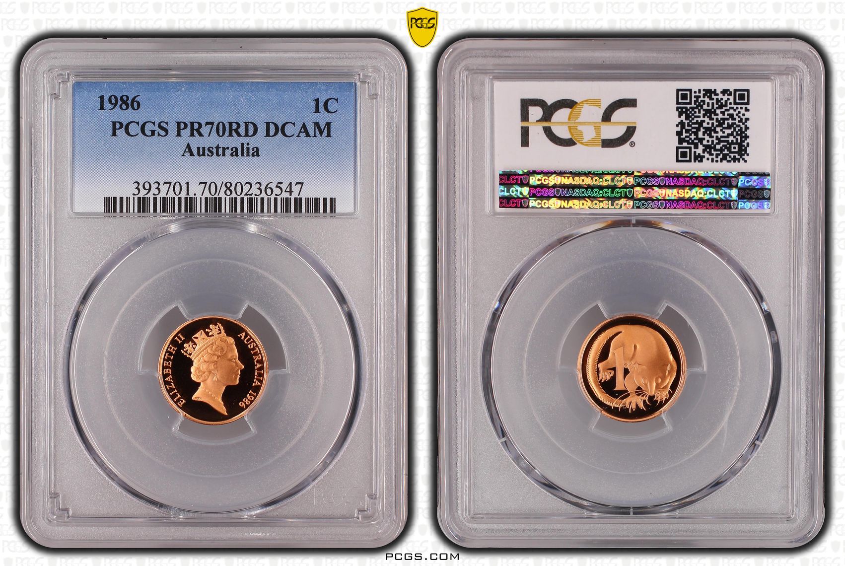 Elizabeth II, One Cent, 1986, PCGS PR70DCAM