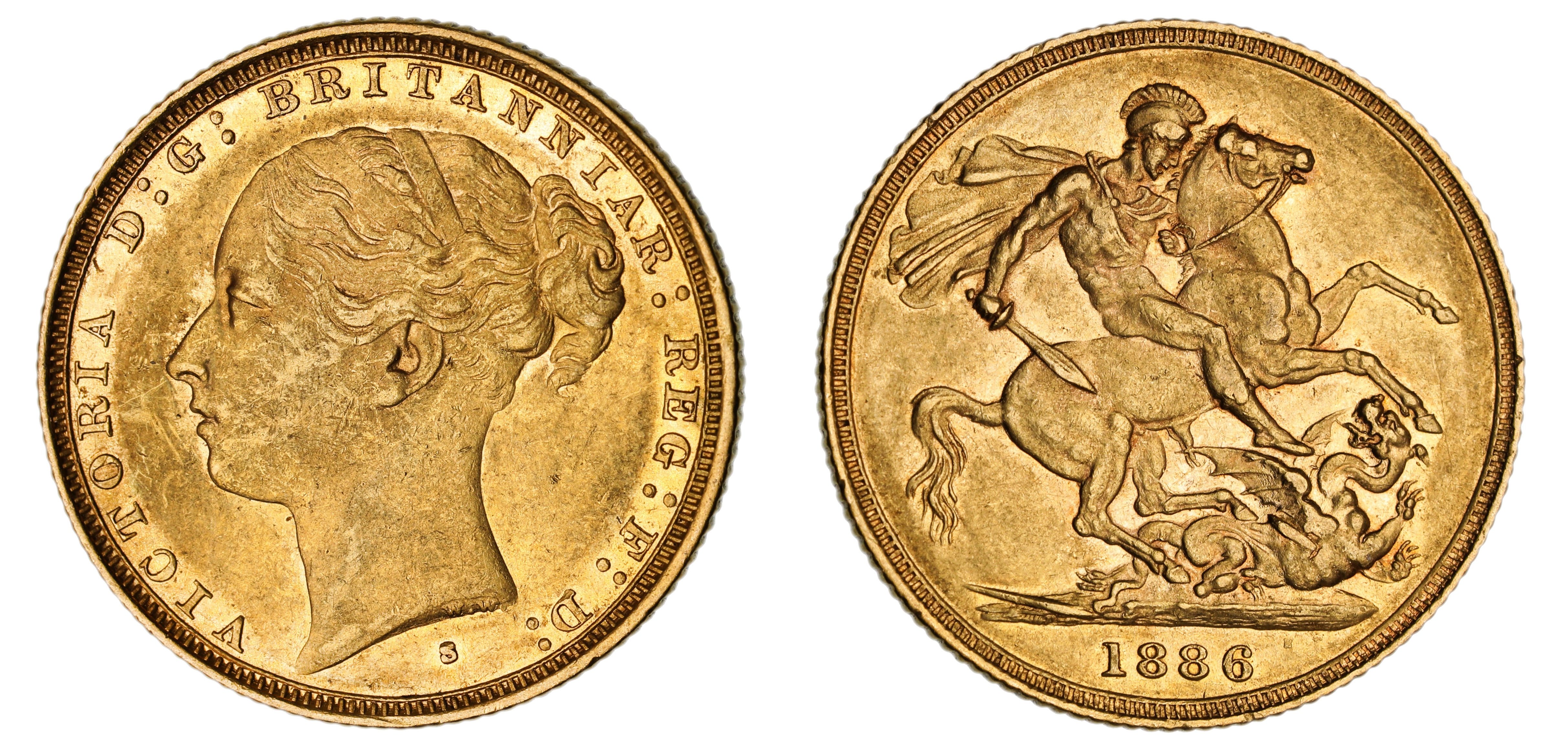 Victoria, St. George Reverse - Sydney Mint - Young, Sovereign, 1886, aEF