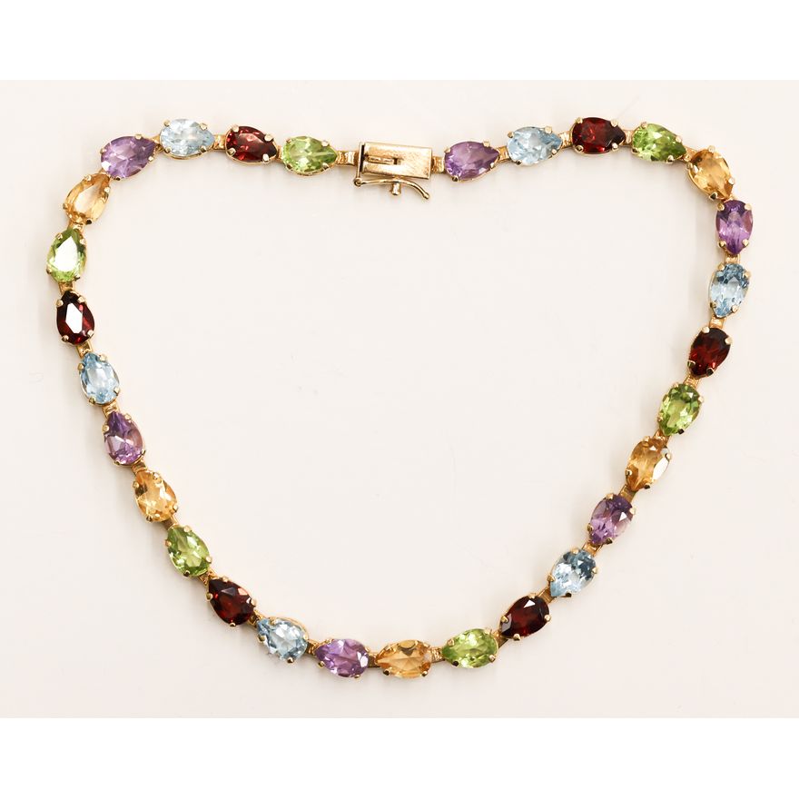 14k Multi Gemstone Tennis Bracelet