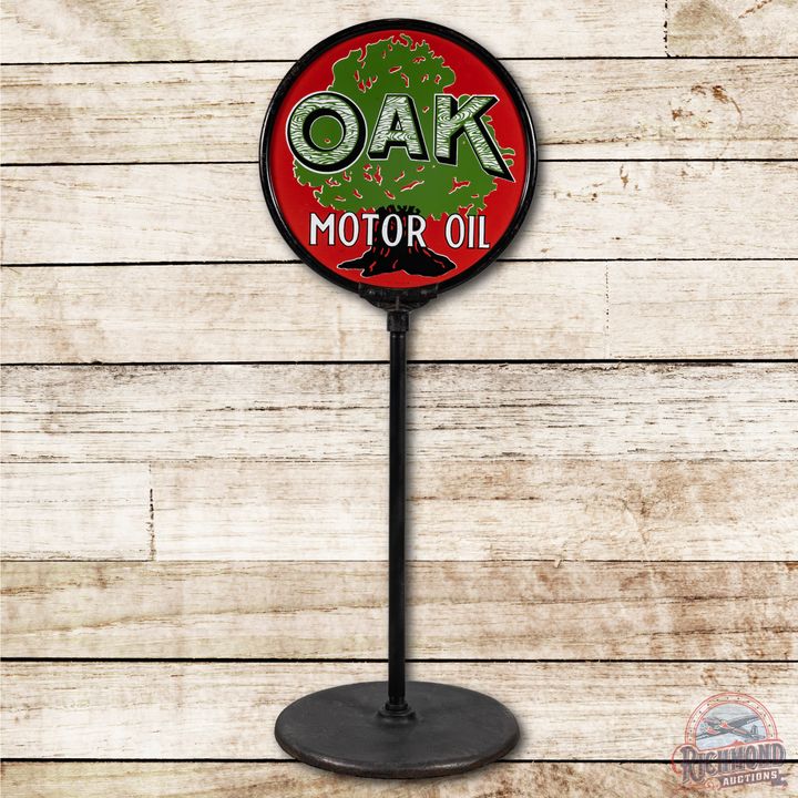 21" Oak Motor Oil & Logo Porcelain Curb Sign TAC 9.25 & 9C