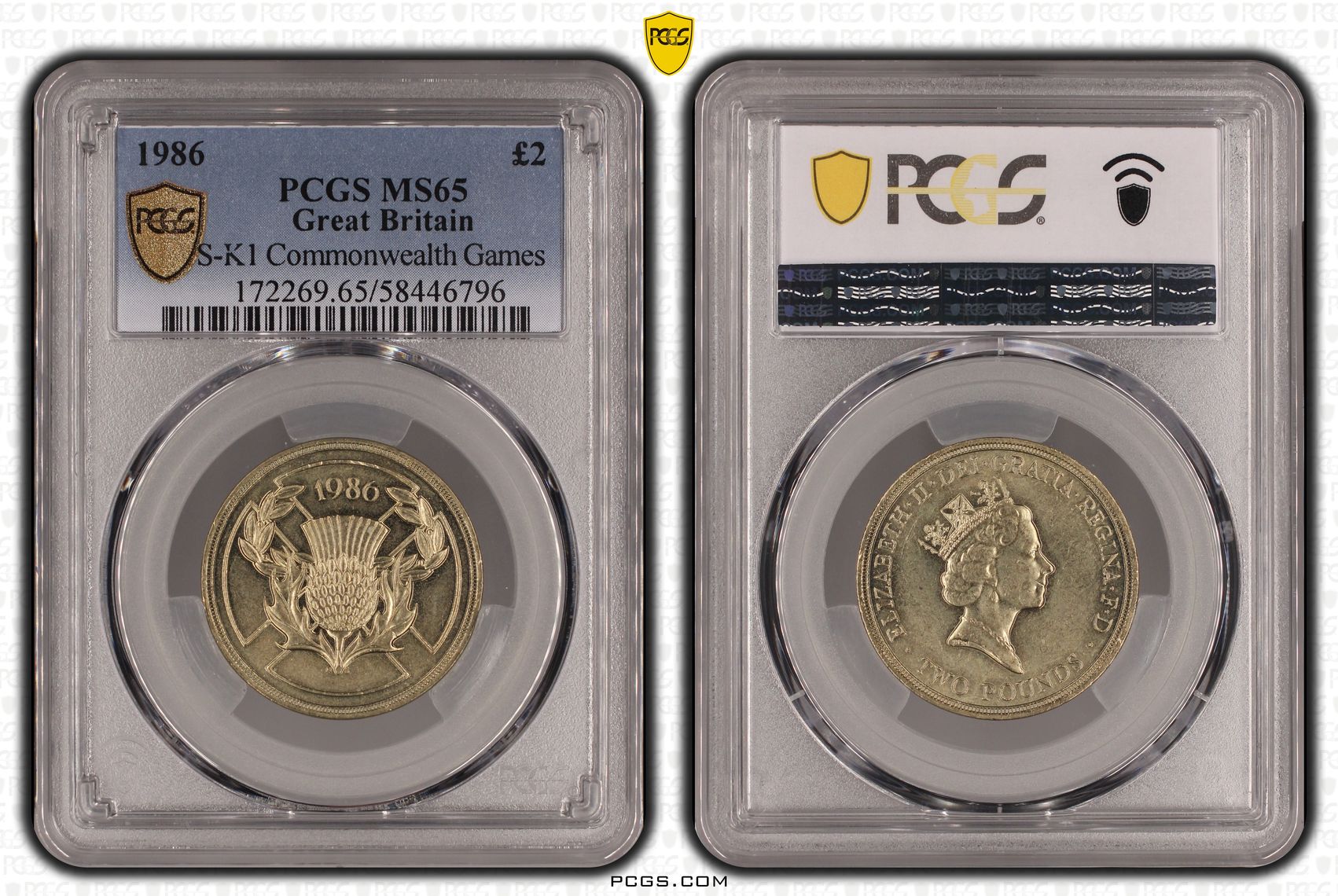 Great Britain, Elizabeth II, S-K1 Commonwealth Games, Two Pound, 1986, PCGS MS65