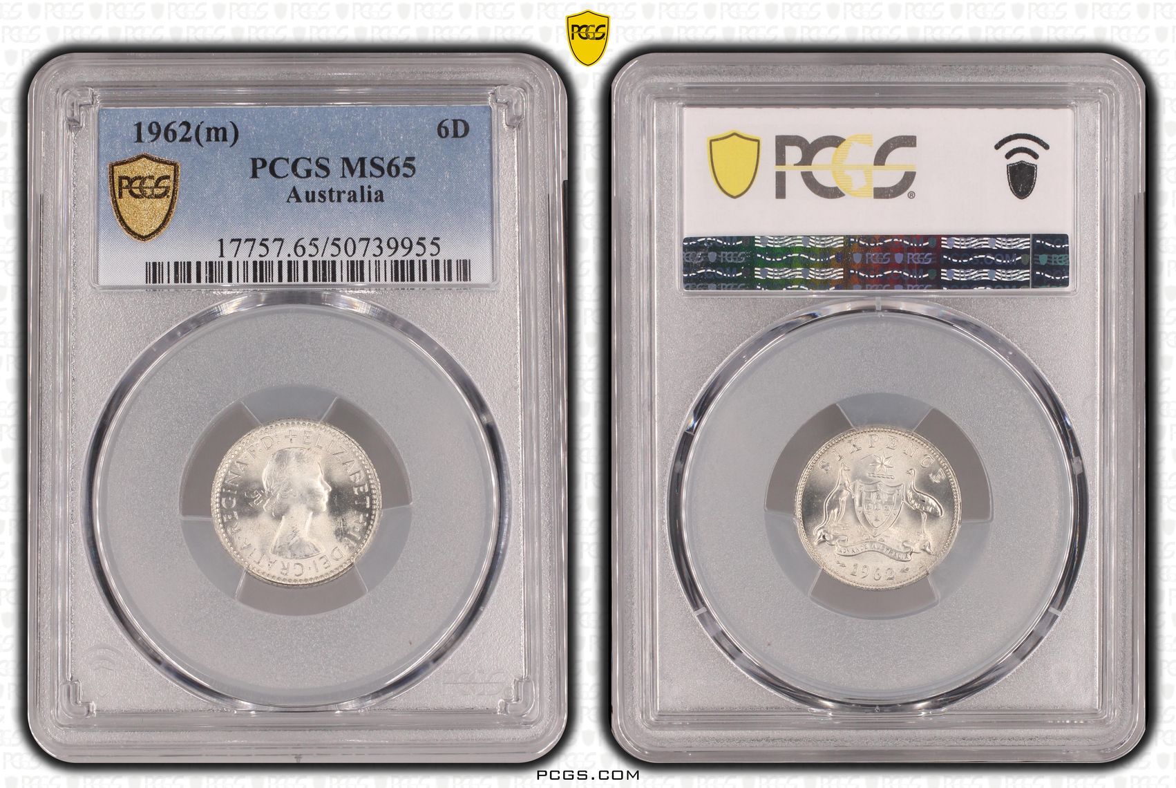 Sixpence, 1962(m), PCGS MS65