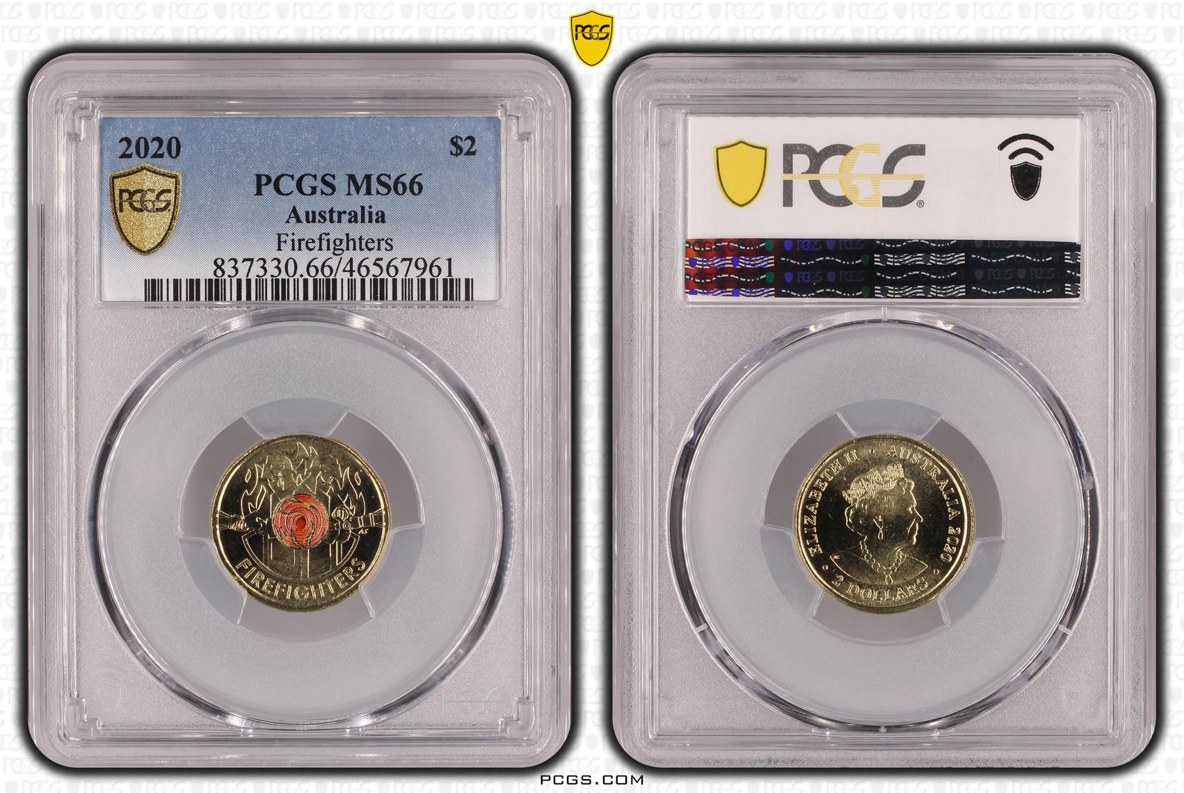 Firefighters Colourised, Two Dollar, 2020, PCGS MS66