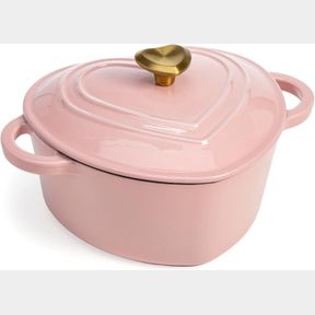PARIS HILTON ENAMELED CAST IRON DUTCH OVEN HEART-SHAPED POT WITH LID, DUAL HANDLES, WORKS ON ALL STOVETOPS, OVEN SAFE TO 500 F, 2-