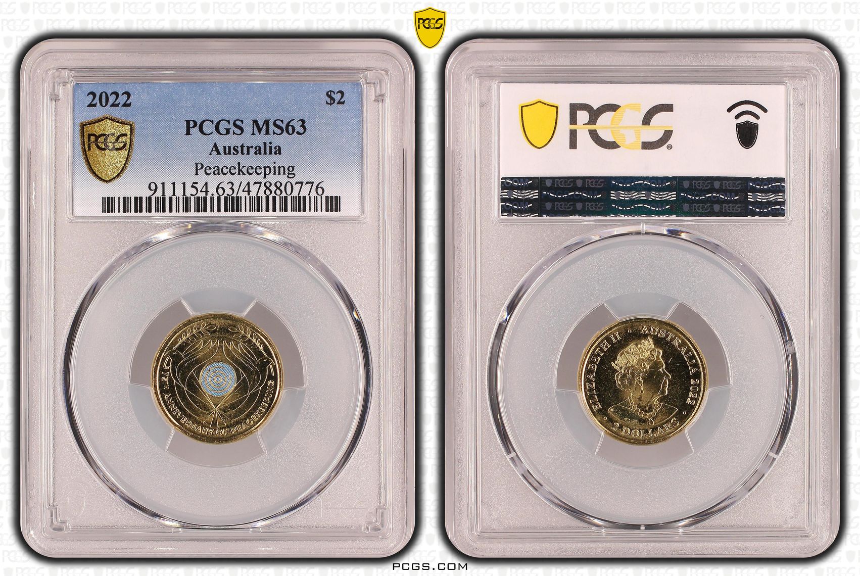 Elizabeth II, Peacekeeping - Colorized , Two Dollar, 2022, PCGS MS63
