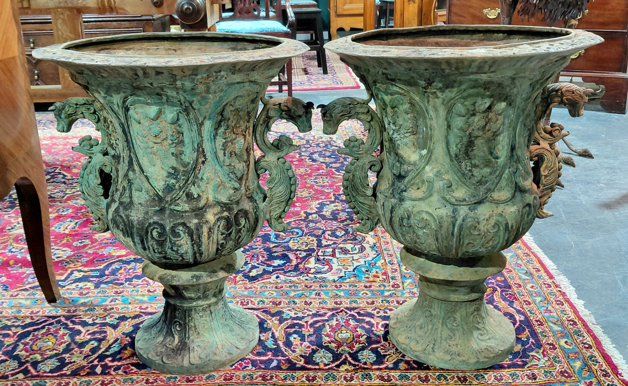 DECORATIVE BRONZE URNS
