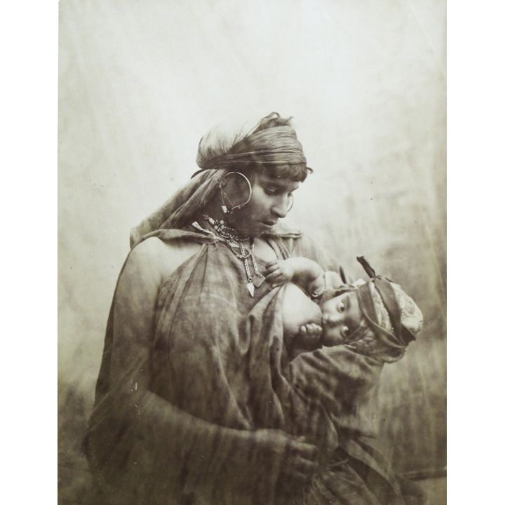 GARRIGUES, J ANDRE [1848-1923] - Image of a young Bedouin woman nursing her baby