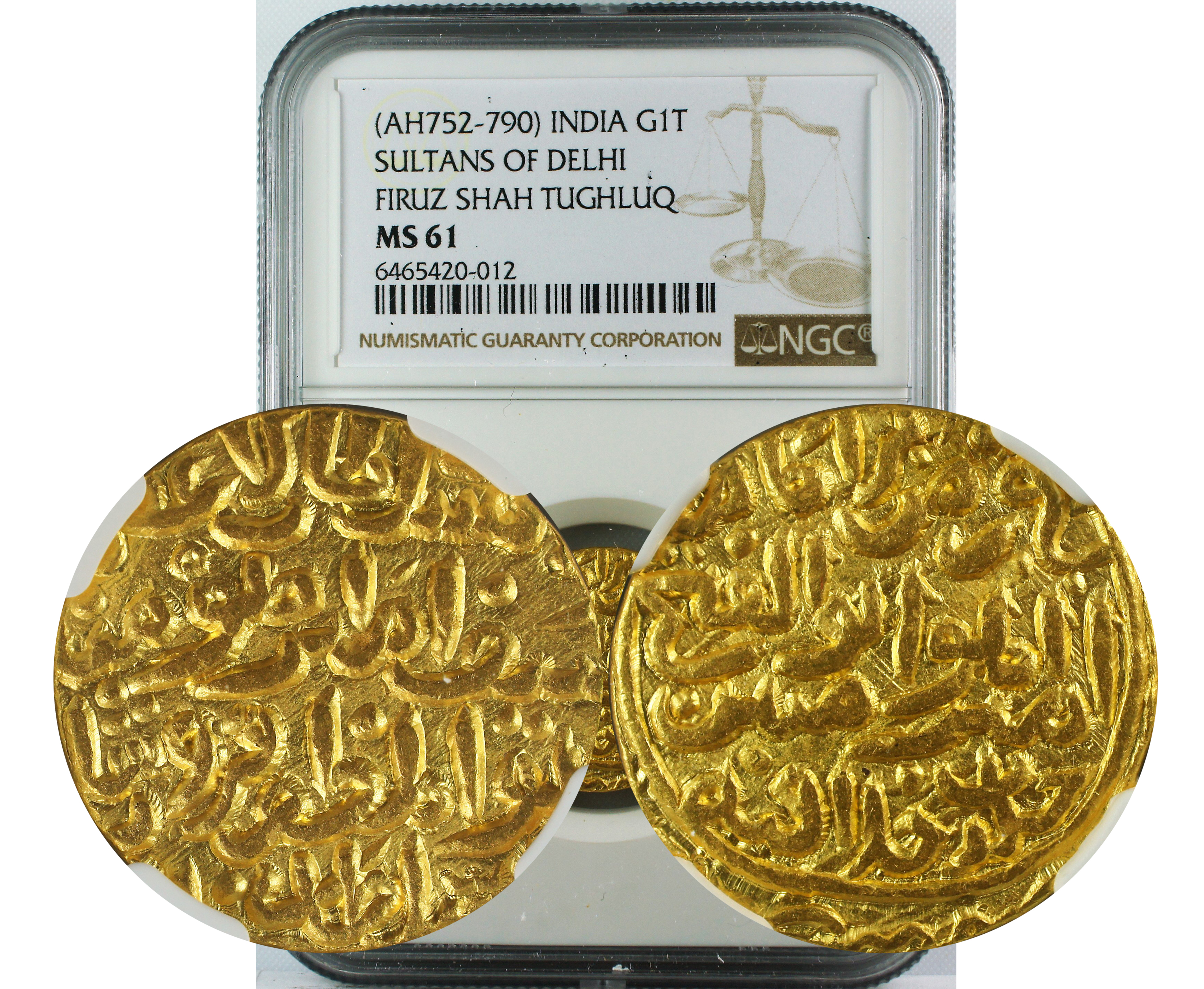 AH 752-790 INDIA GOLD TANKA SULTANS OF DELHI FIRUZ SHAH TUGHLAQ MS61
