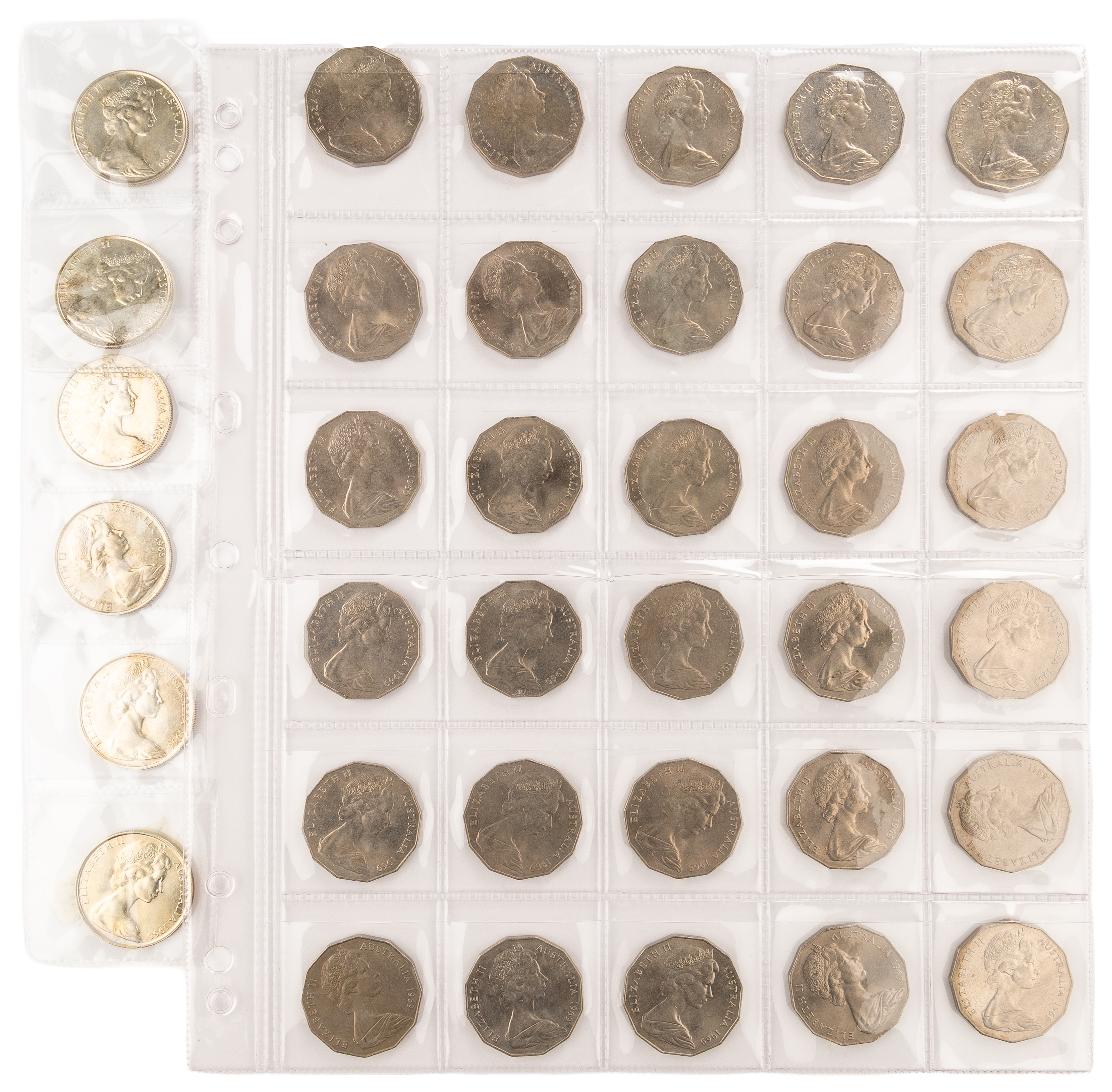 Elizabeth II, Fifty Cents, 1966 - 1969, VF - aUNC