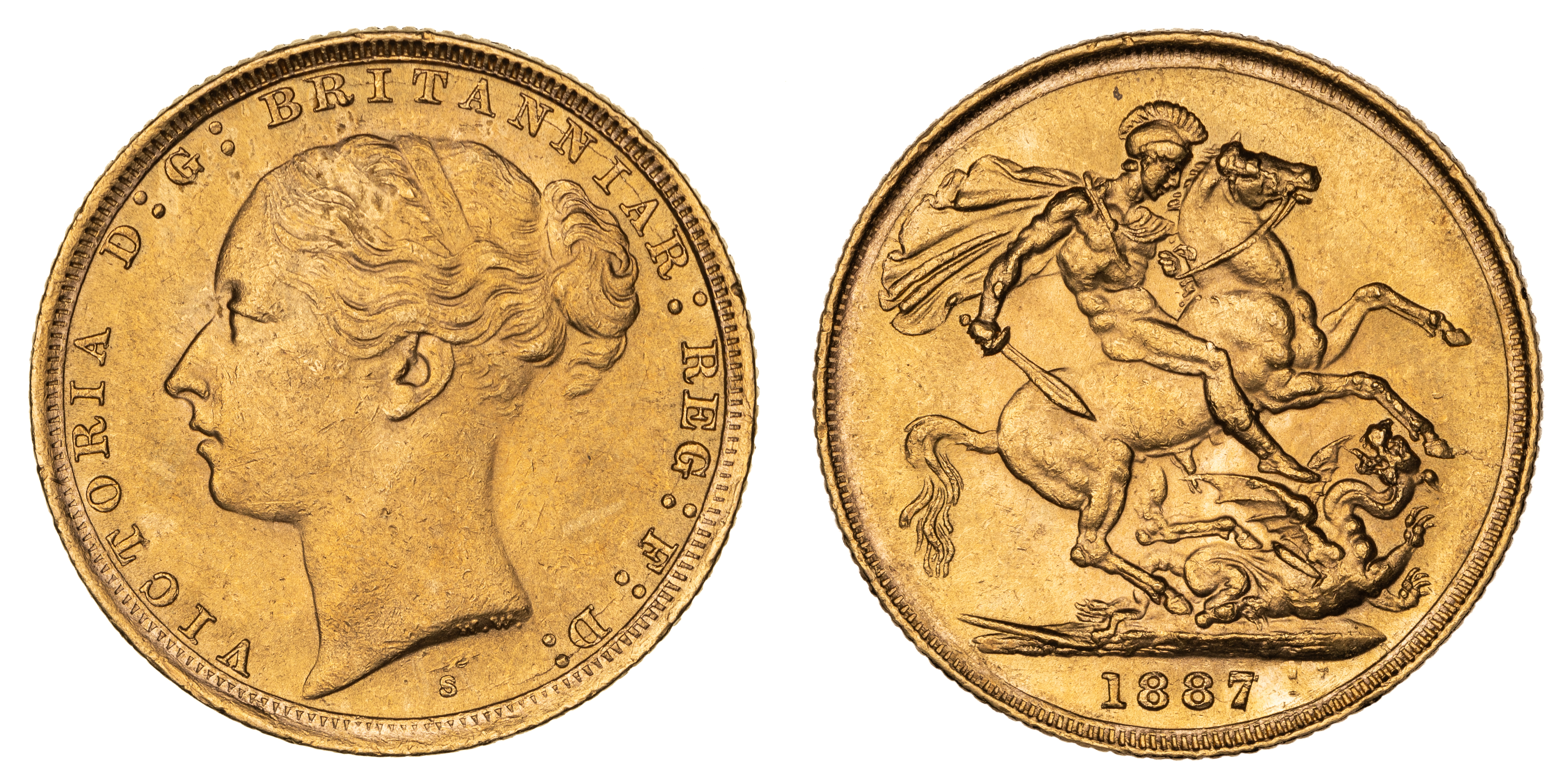 Victoria, Sovereign, 1887-S, UNC