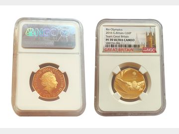 2016 Queen Elizabeth II Gold Proof 'Rio Olympic' 50p NGC PF70 Ultra Cameo