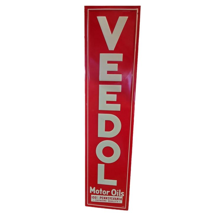 1951 Veedol Motor Oil "100% Pennsylvania" Single Sided Metal Sign TAC 9