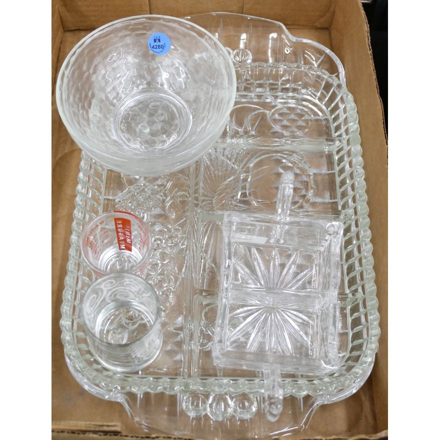 Box Cut Crystal Serving Tray Etc.