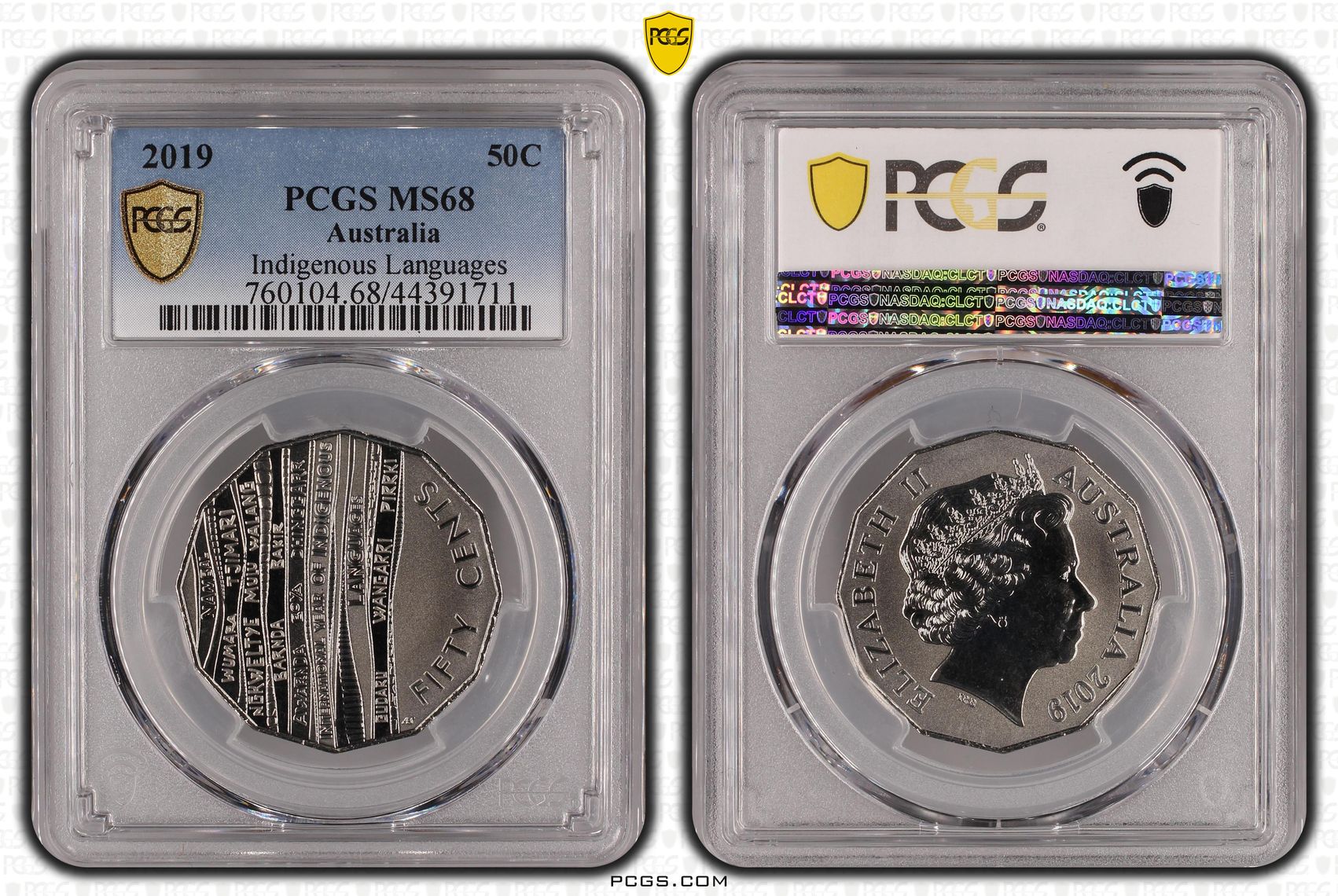 2019 Australia Fifty Cent, 50c Indigenous Languages Frosted Version PCGS - MS68 POP 2/0 -711