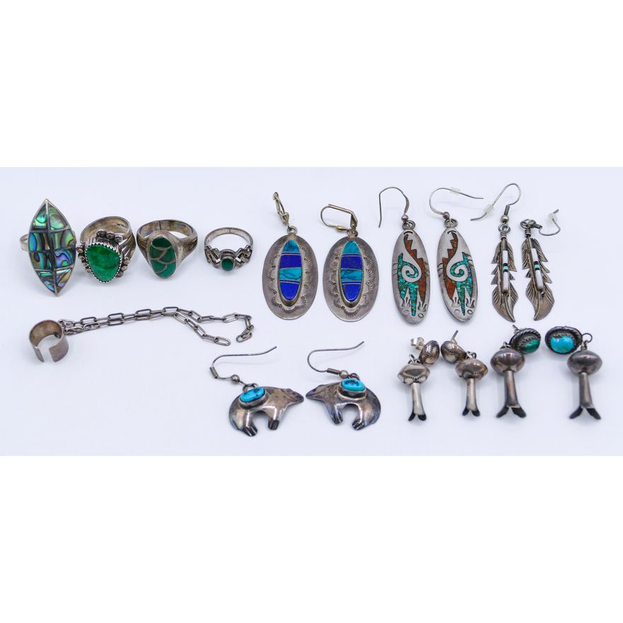 Box Navajo Sterling Earrings etc. - G. Charley