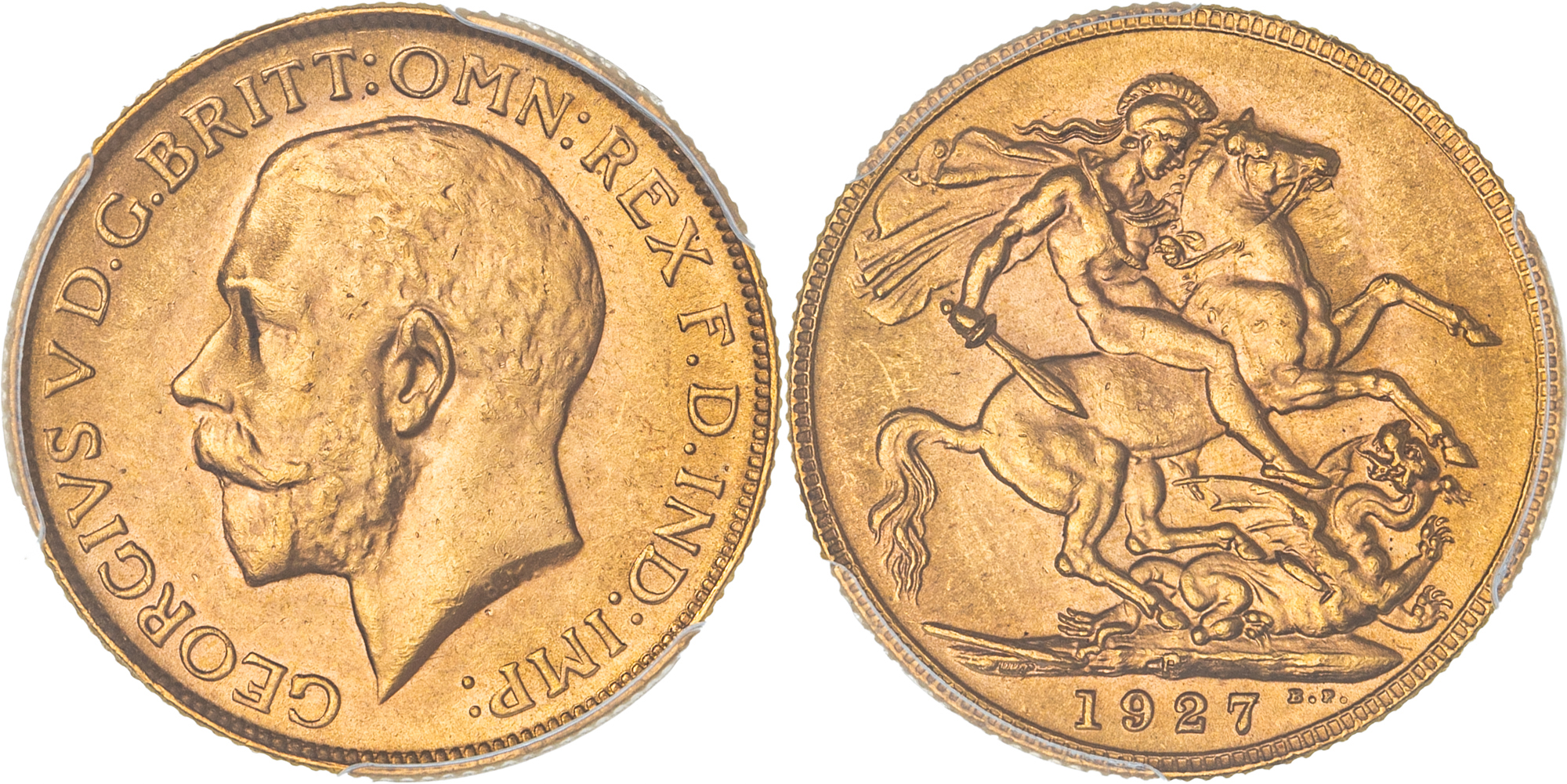 George V, St George Reverse, Sovereign, 1927-P, PCGS MS63