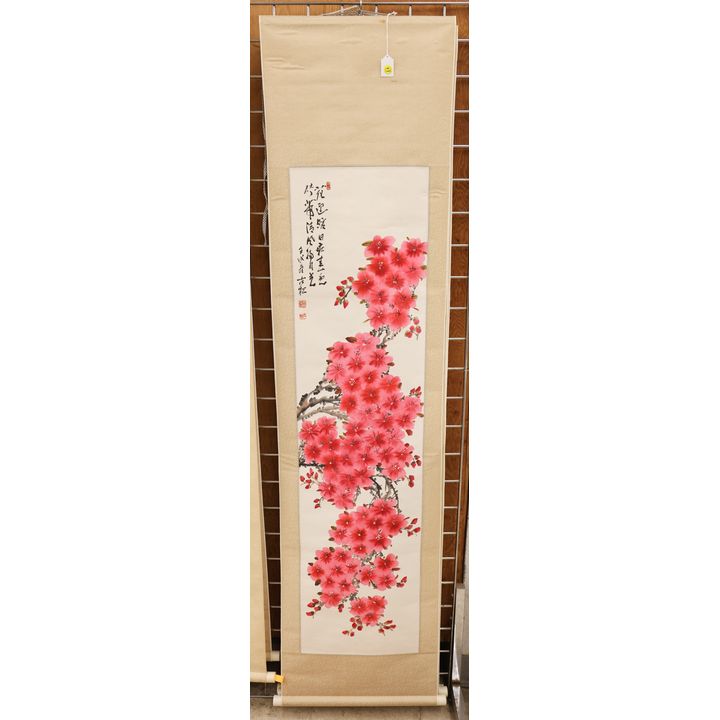 3pc Korean Floral Scroll Paintngs 50''x12.5'' Images
