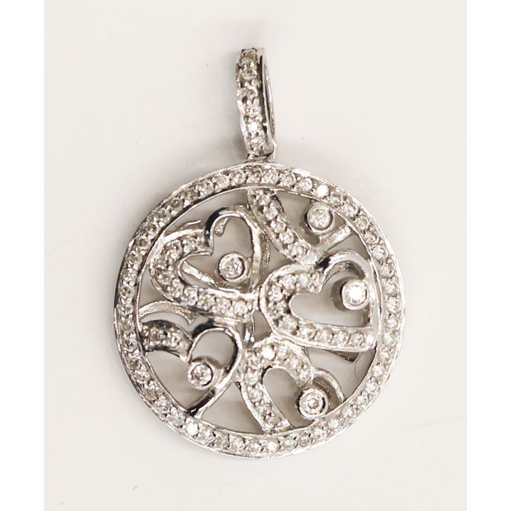 Sonia Bitton 18k Diamond Hearts Round Pendant