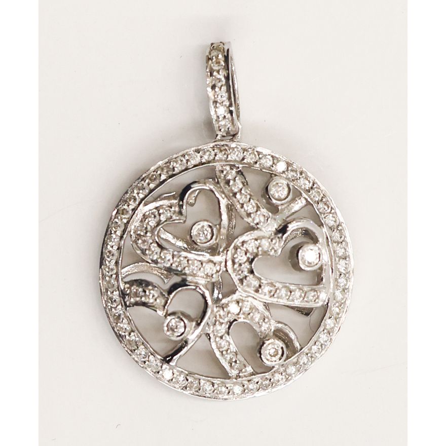 Sonia Bitton 18k Diamond Hearts Round Pendant