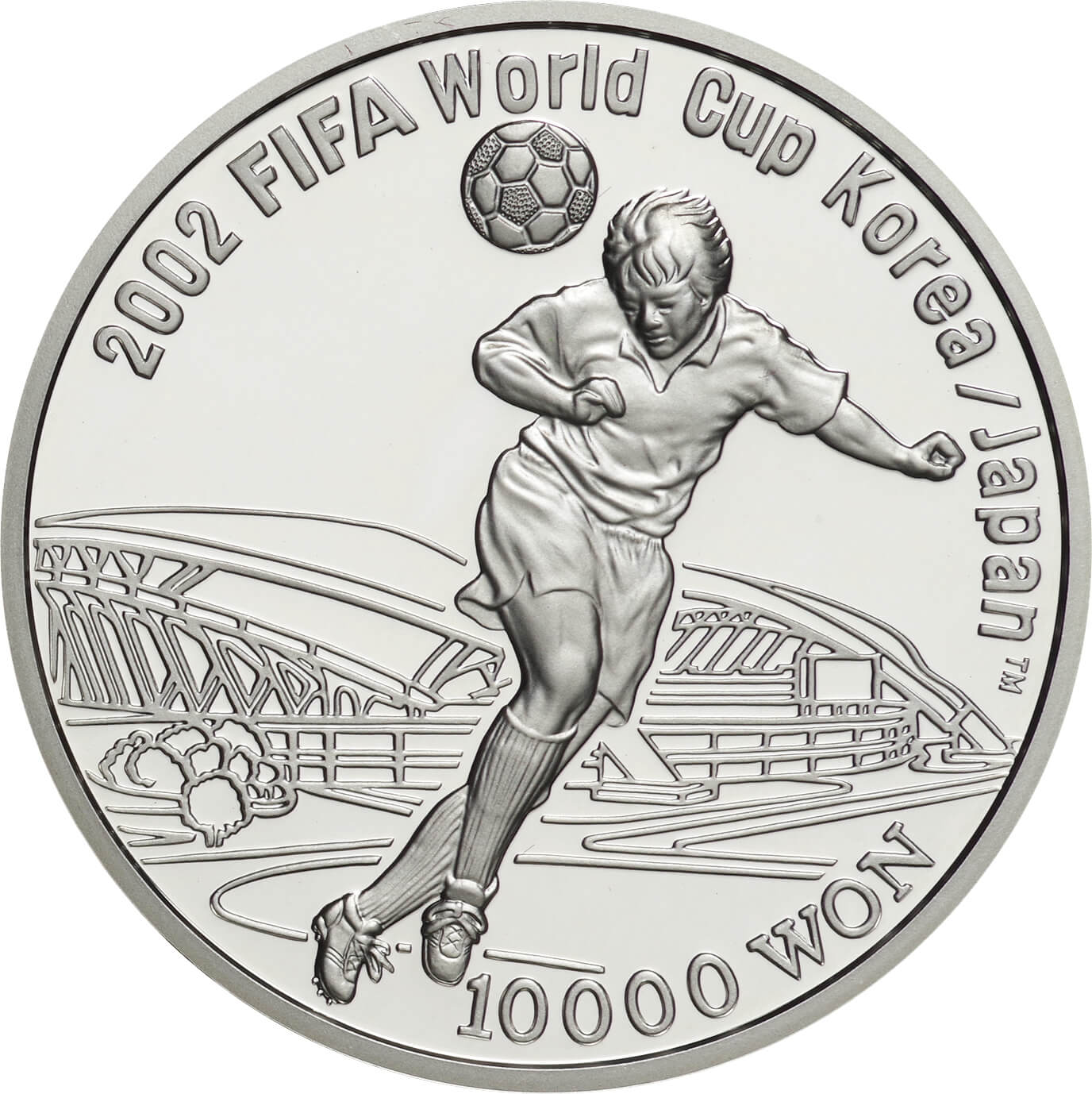 韓国-South Korea. 2002. Silver. 10000ｳｫﾝ(Won). FIFAワールドカップ