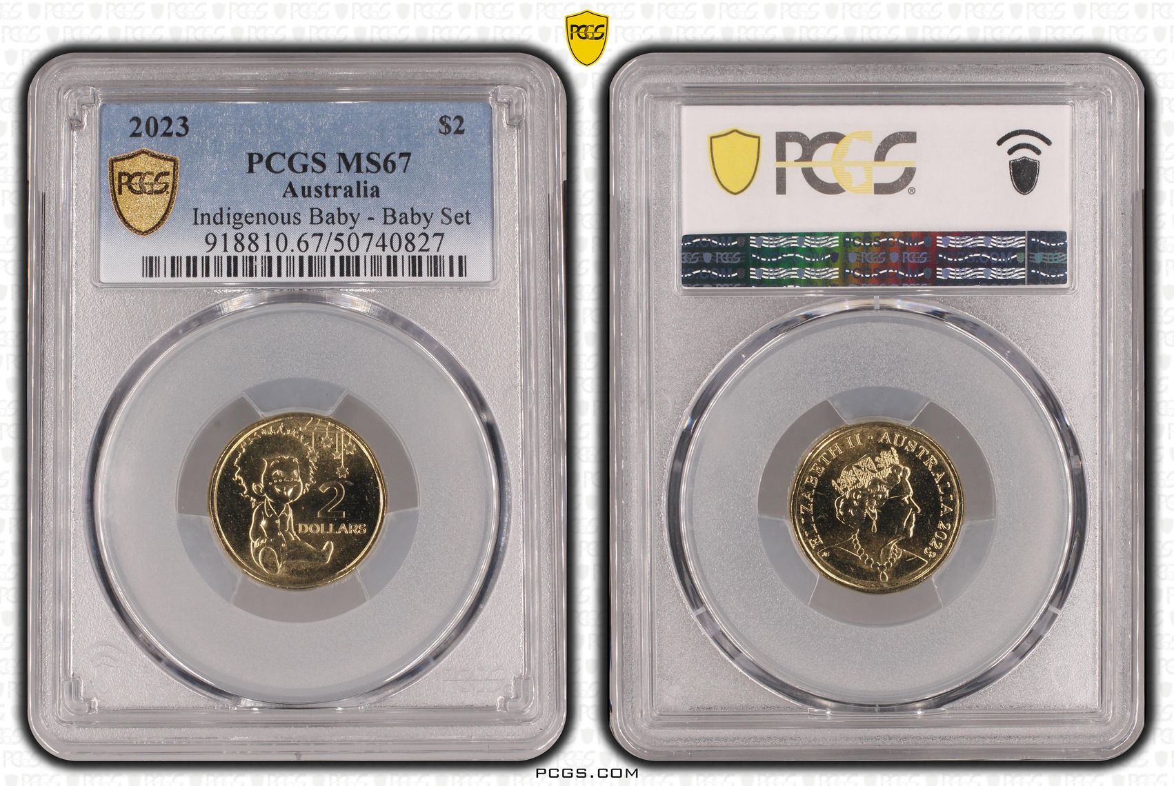 Indigenous Baby - Baby Set , Two Dollar, 2023, PCGS MS67