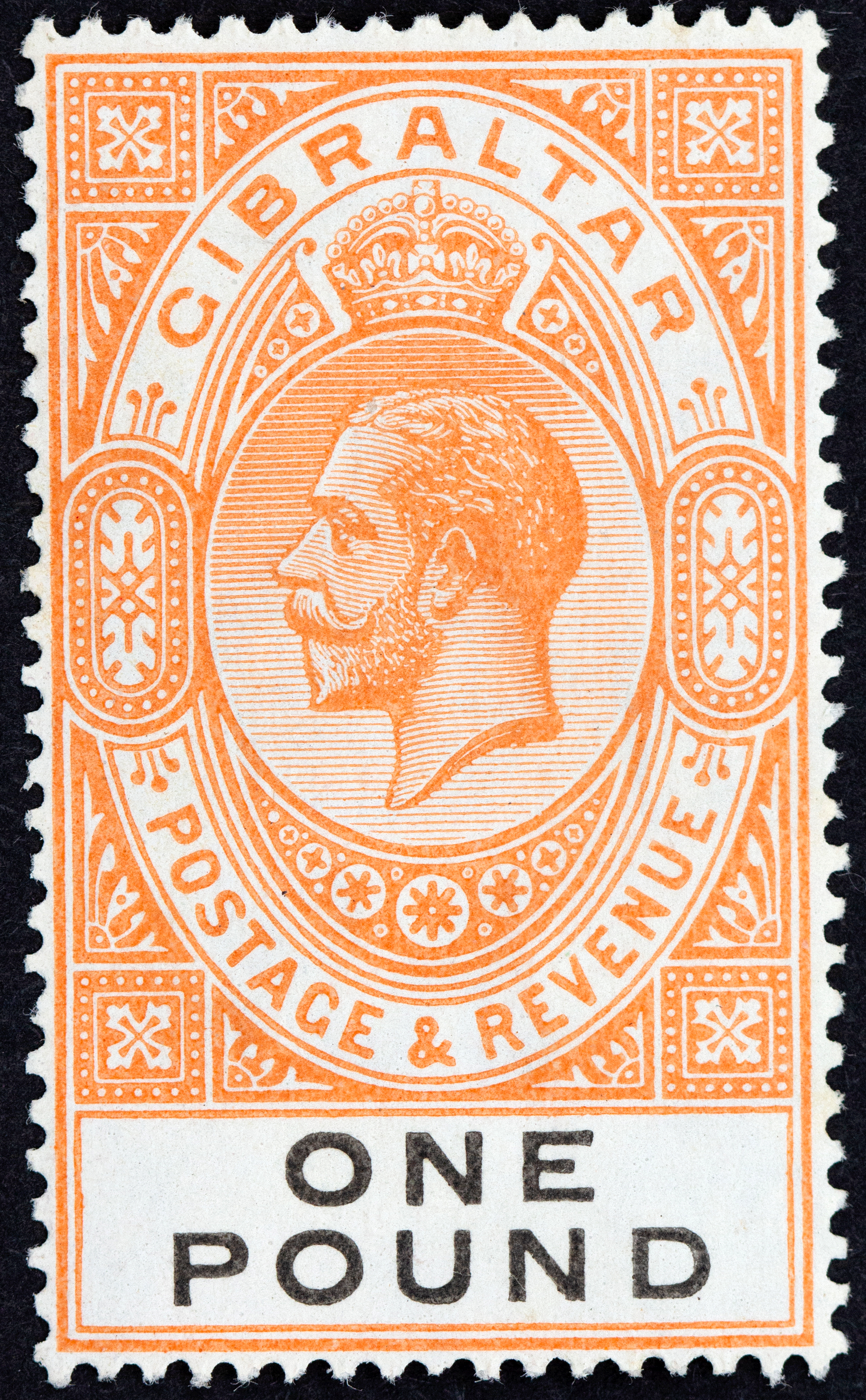 Gibraltar, One Pound, Red-Orange & Black, 1927, MLH
