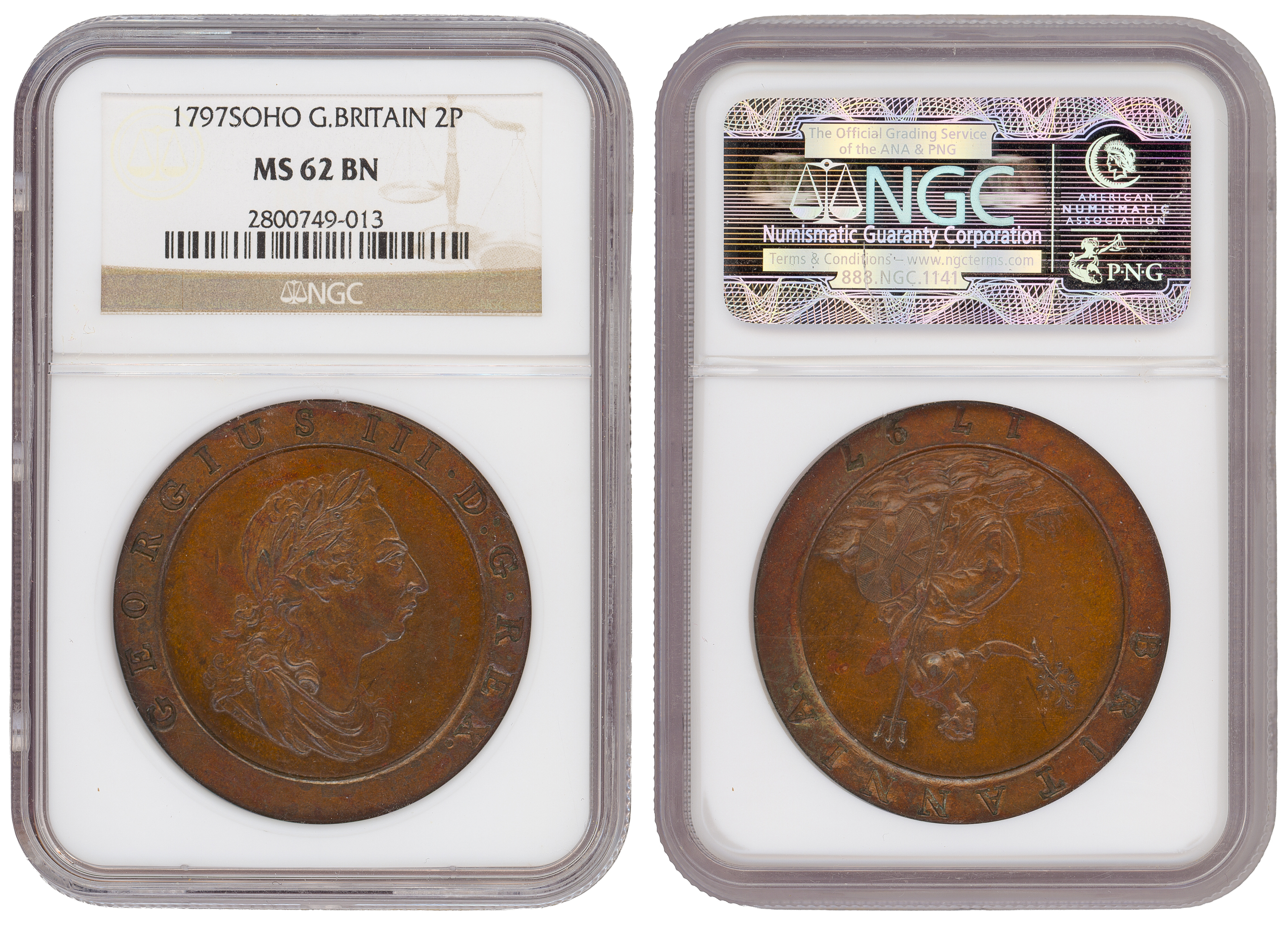 Great Britain, Cartwheel, Twopence, 1797, NGC MS62BN