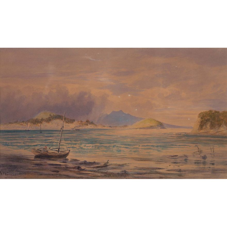 W. F. Barraud 'Rangitoto from Freemans Bay'