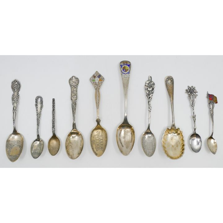 Box Antique Sterling Souvenir Spoons - 132 Grams TW