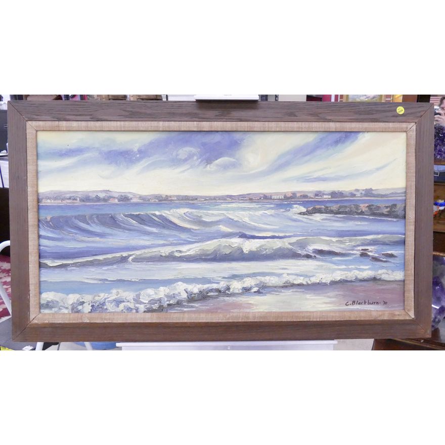 C. Blackburn Coastal Scene Oil Painting- 23x41'' framed