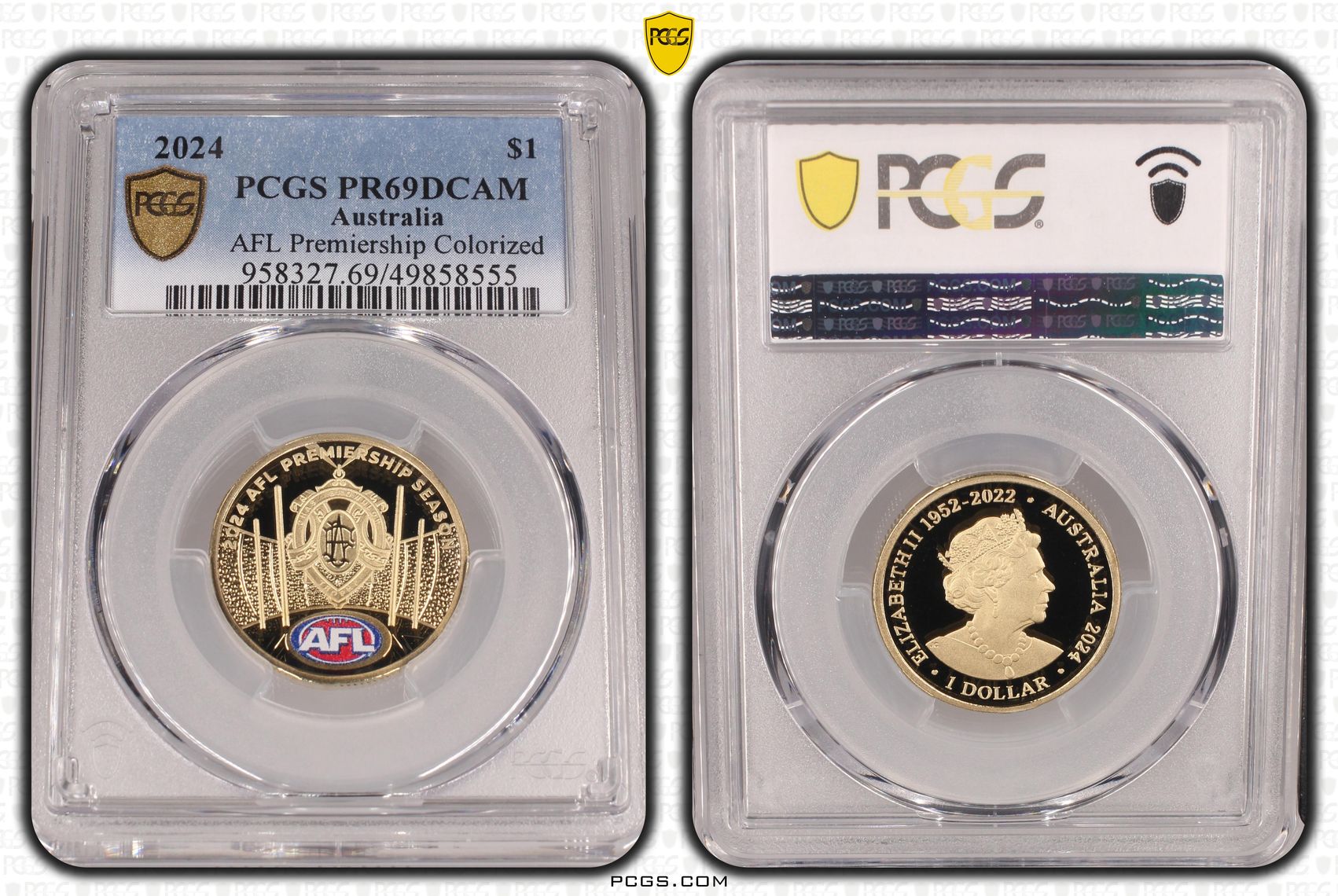 AFL Premiership Colorized , One Dollar, 2024, PCGS PR69DCAM