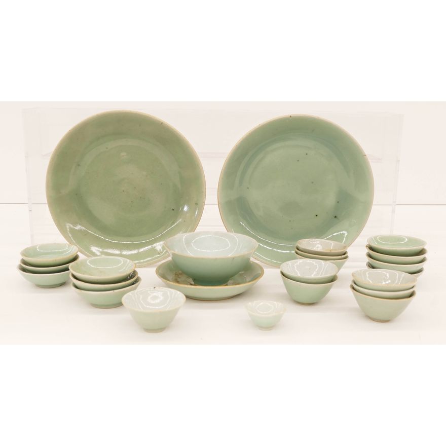 24pc Chinese Qing Export Celadon Wares 1.75'' to 9''