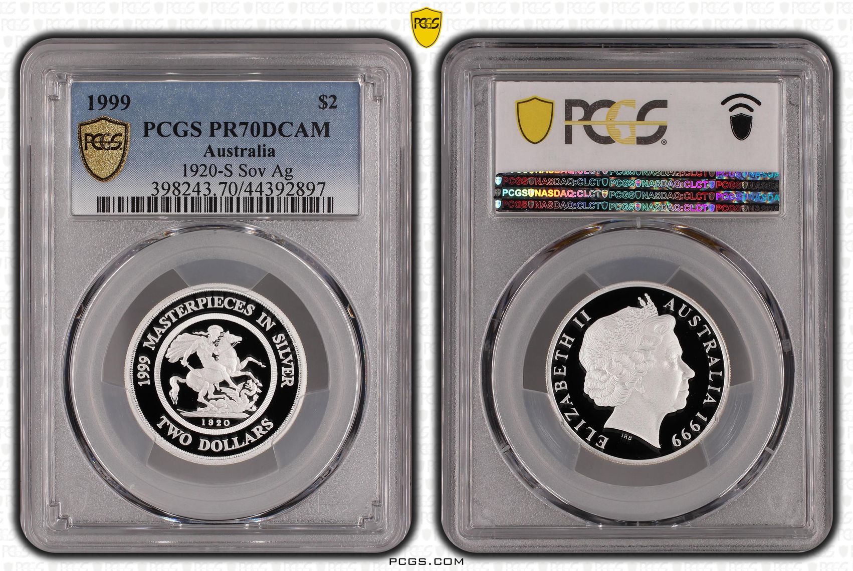 1999 Australia Two Dollar, $2 Proof 1920-S Sov Ag PCGS - PR70DCAM POP 36/0 -897