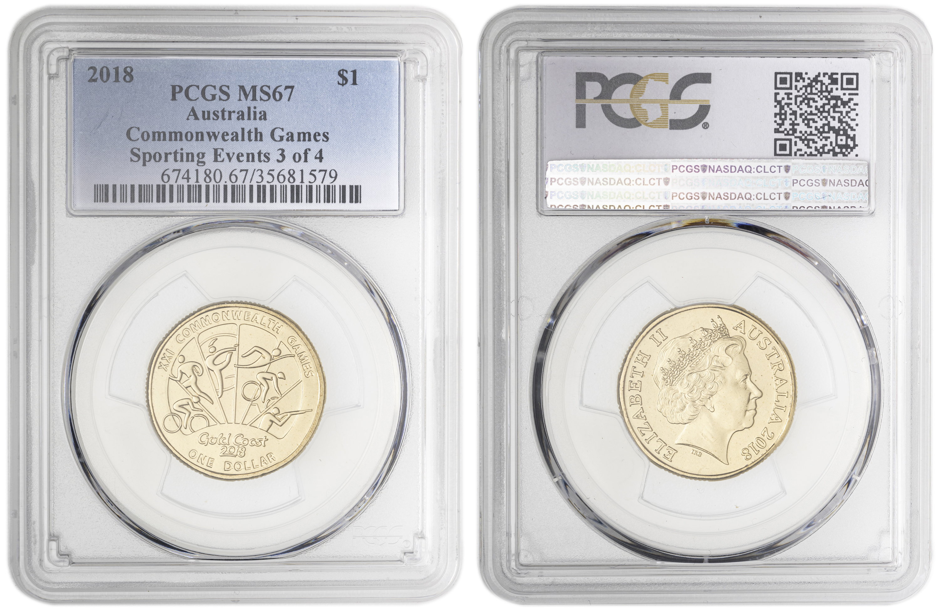 Commonwealth Games - Sporting Events 3 of 4 , One Dollar, 2018, PCGS MS67