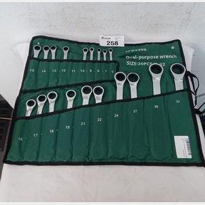 20-PIECE CHROME VANADIUM RATCHET SPANNER SET SIZES 6MM TO 32MM (11MM MISSING)-