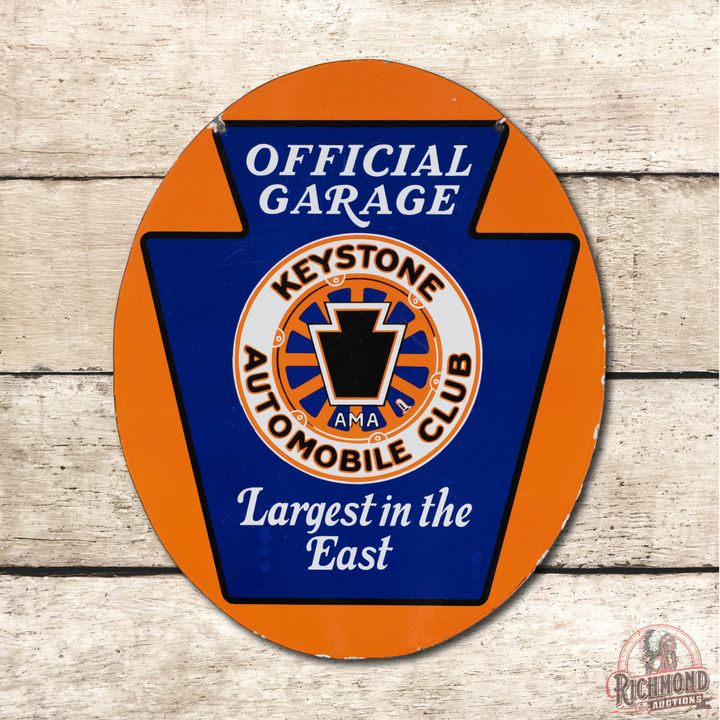 Keystone Automobile Club "Official Garage" Single Sided Porcelain Sign TAC 9.25