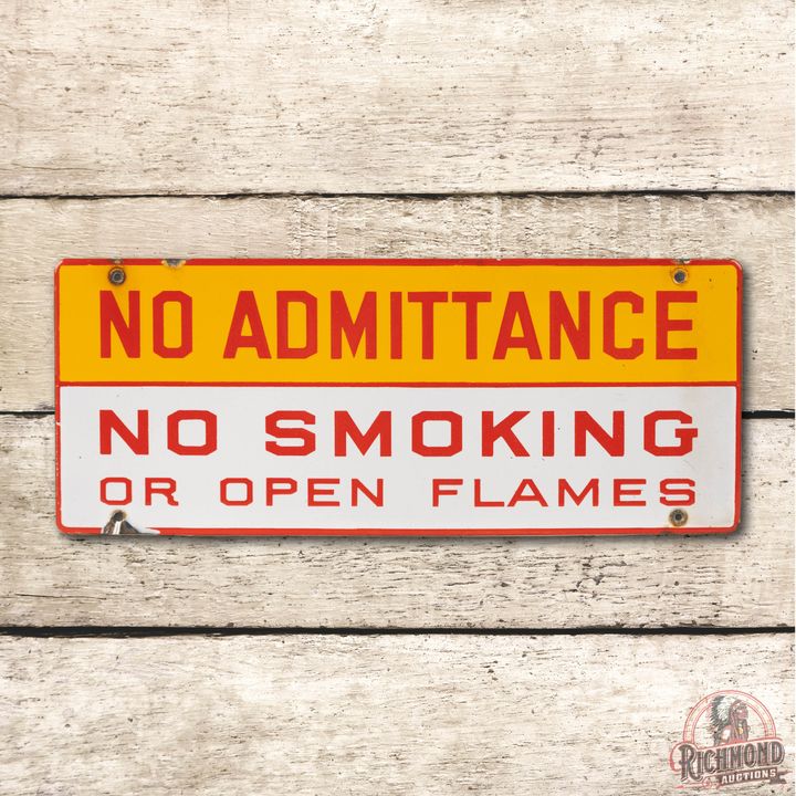 Shell No Admittance No Smoking Single Sided Porcelain Sign TAC 9