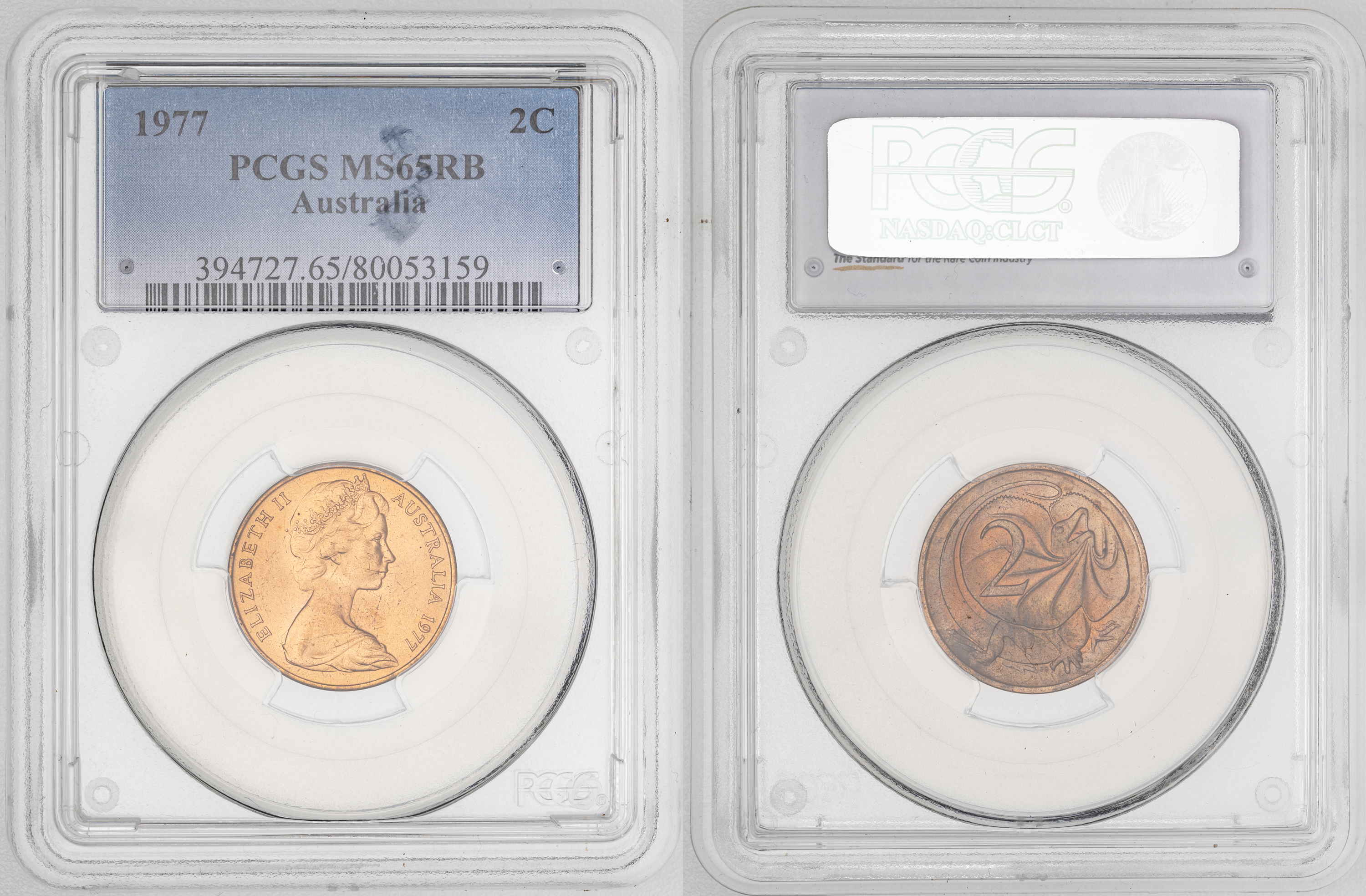 123 · Elizabeth II,  , Two Cent, 1977, PCGS MS65RB
