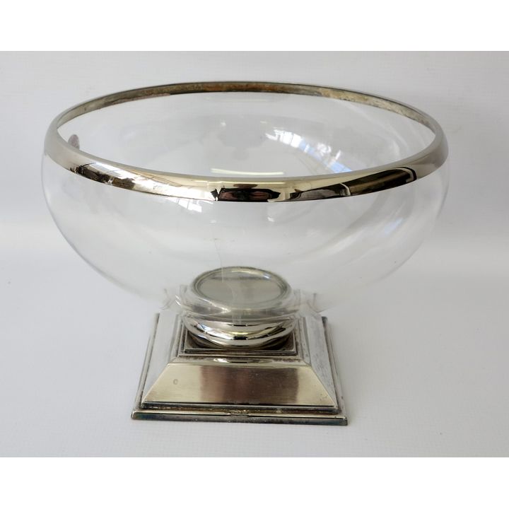 SILVERPLATED MOUNTED GLASS PEDESTAL BOWL